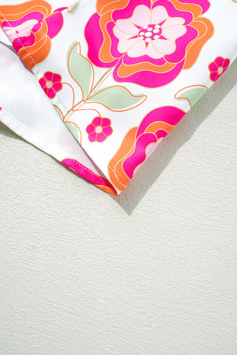 Retro Floral Print Square Neck Flutter Sleeve A Line Mini Dress